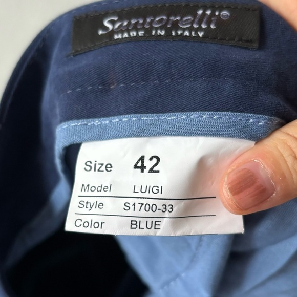 SANTORELLI  Luigi Stretch Pants - Blue‎ Sz 42x34  5 pocket Flat front - Picture 9 of 10